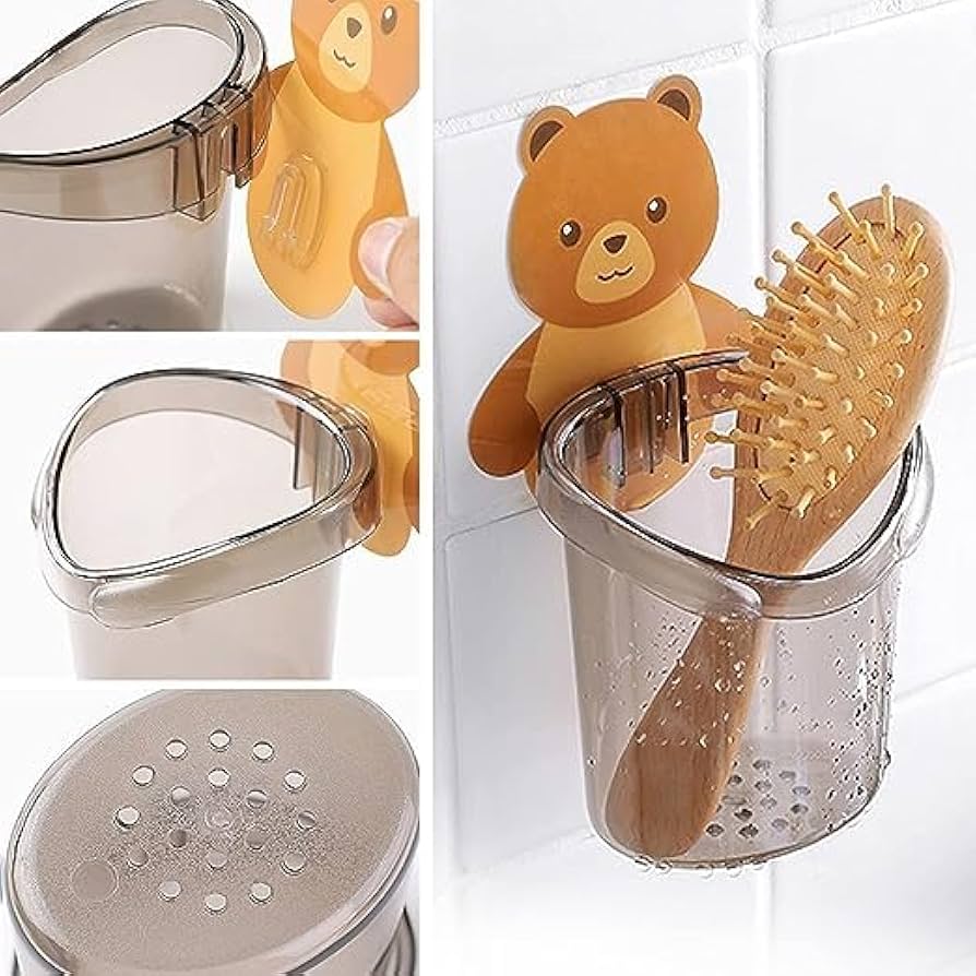 Qiswa Collections Cute Bear Storage Cup Toothbrush Holder Toothpaste ...