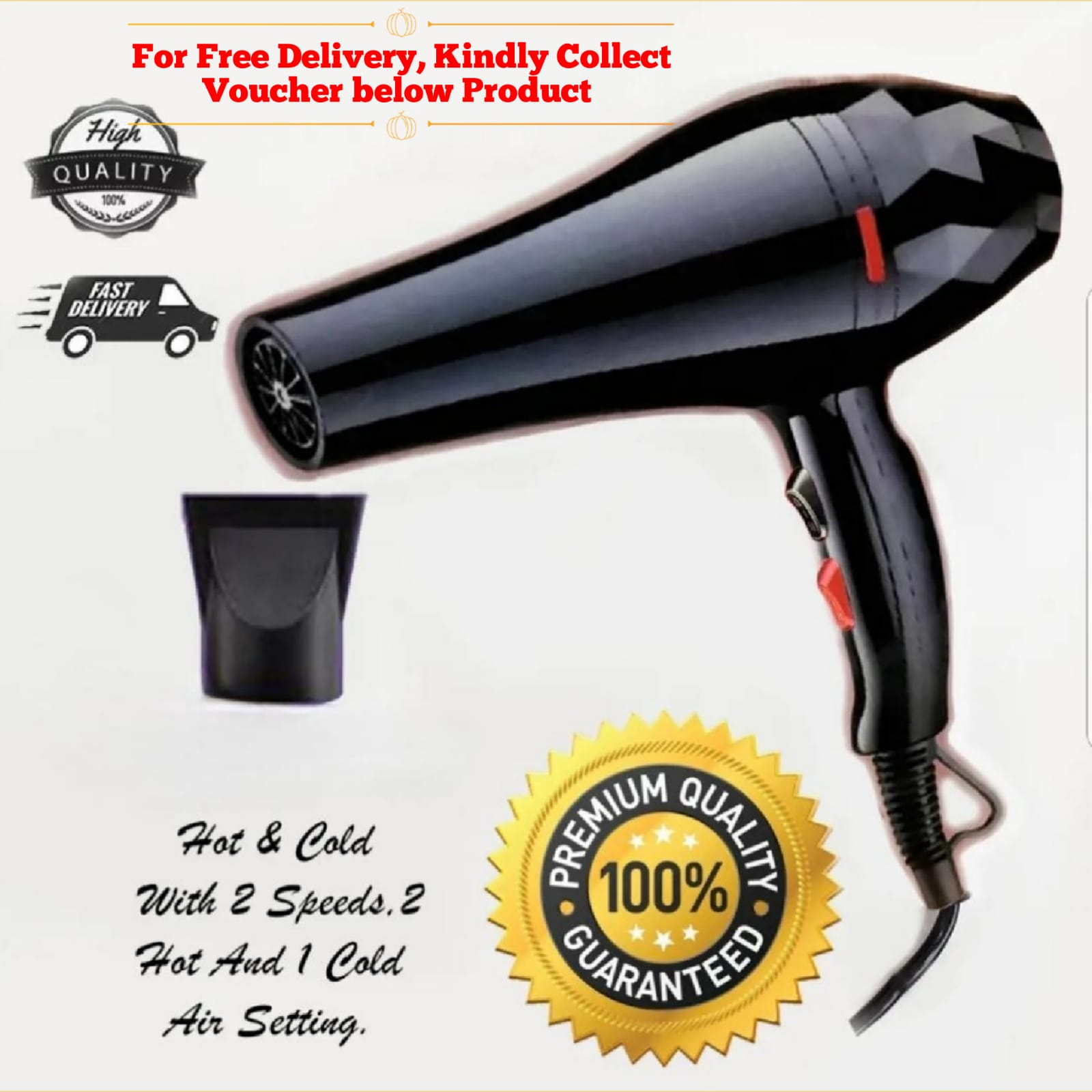 Professional Hair Dryer 2 in 1 – Hot & Cold Air Blow Dryer for Men Women, Fast Drying Salon Quality Hair Care Tool with Heat Protection, Lightweight Home Use Hair Dryer