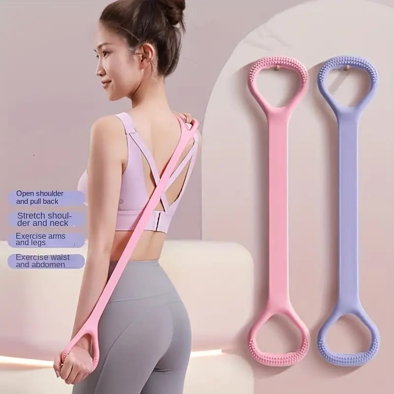 yoga belt Stretch Strap Yoga 8-figure Tensioner Yoga Tool Open Back Practice Shoulder Yoga Stretching Belt Elastic Stretch Band Workout fitness resistance band exercise band