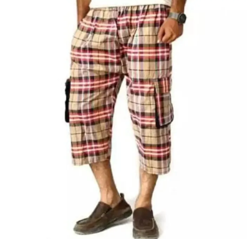 Pack Of 2 - Summer Cotton Quarter Shorts For Men (Checked Print) - Multicolor
