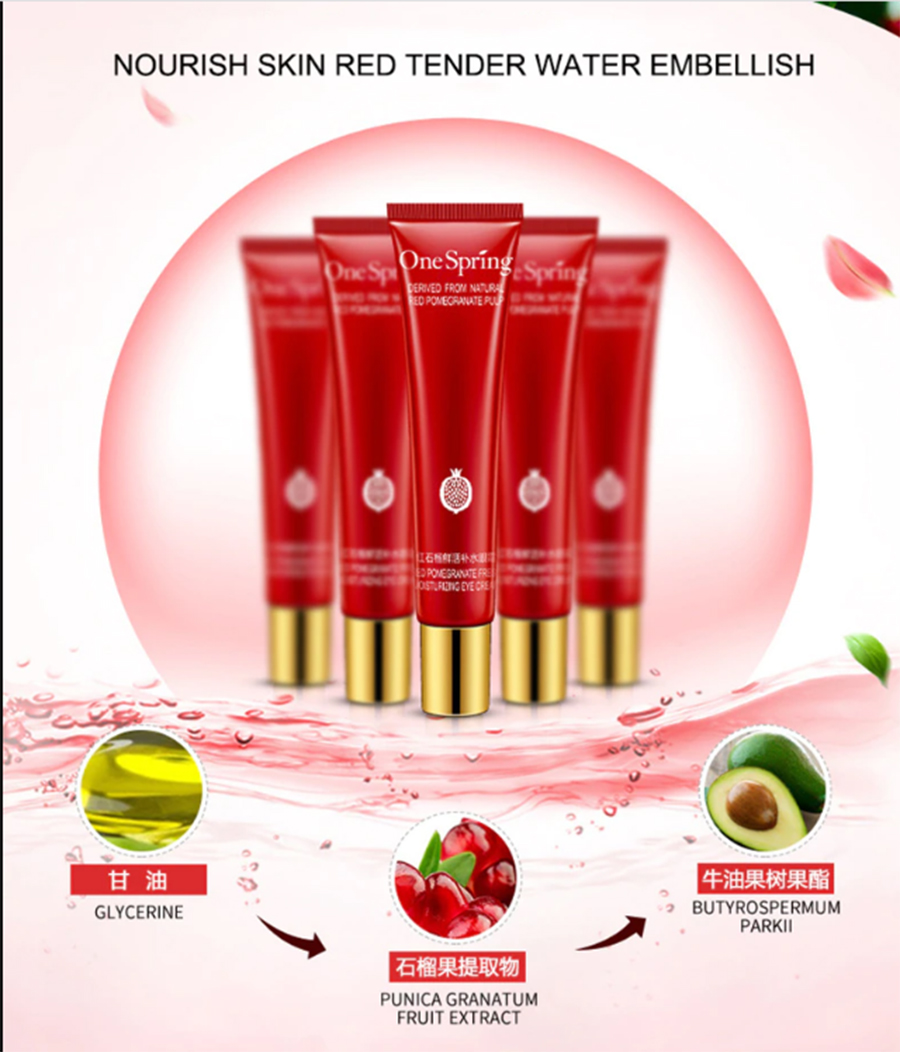 One Spring - OneSpring Red Pomegranate Moisturizing Eye Dark Circles Anti Puffiness Wrinkles Cream 20g YZC6834