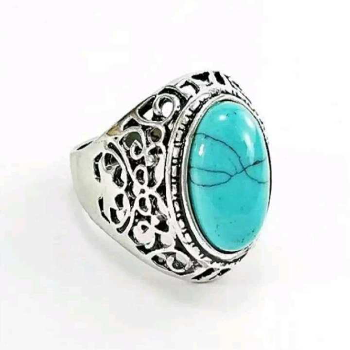 Romen style blue feroza stone antique Ring for men.: Buy Online at Best ...