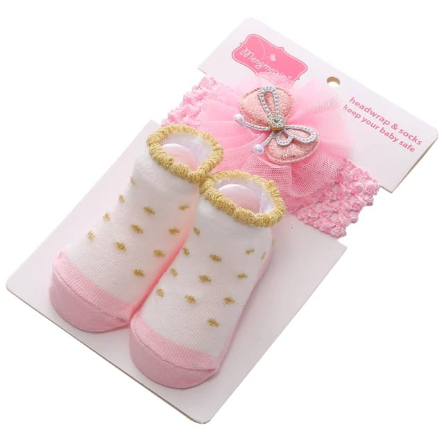 Newborn Infant Baby Girl Shoes +Headband Set First Walkers Soft Sole Bowknot Cute Shoe Toddler Walking