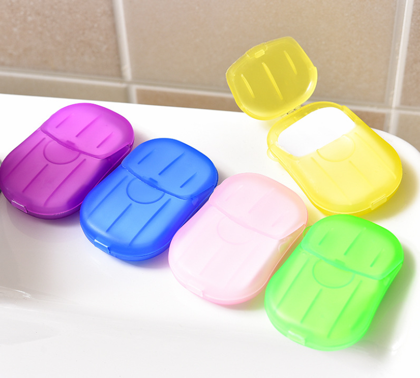 Travel Soap Paper 20pcs Mini Paper Soap Washing Hand Bath Clean Scented Slice Sheets Good for Camping BBQ Hiking Travel or Any Outdoor Activity