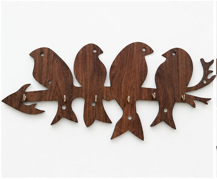 wall decoration foe homes,offices,livingrooms,hallways,entryway sparrow design wooden wall keychain holder for carkeys,home kays,office keys