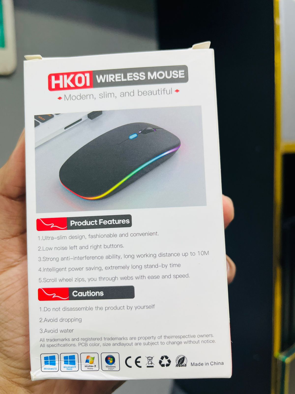 Hawk HK01 Wireless Mouse – Slim Silent Click, 2.4GHz Lag-Free Connection, Long Battery Life, 1600 DPI Precision, Ultra-Comfort Design for Laptop & PC