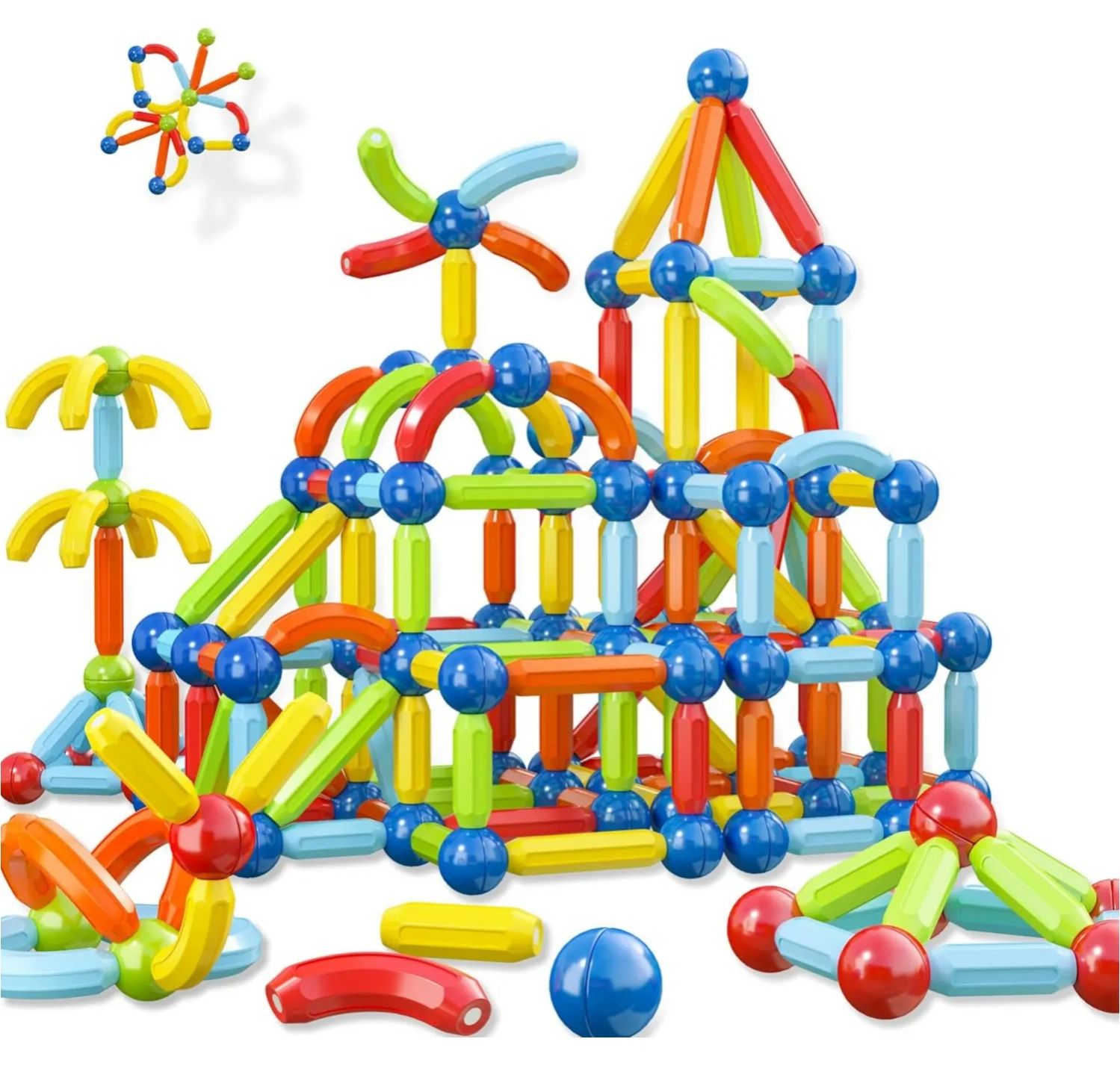 Magnetic Toys Building Blocks | 36/42/64/25 Pcs Kids Magnet Balls and Rods Set | Toddler STEM Sticks Toy | Learning Educational Block Games Stacking Toys for Boy Girl Age 3+ Years Old Preschool