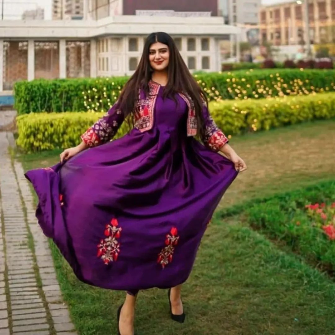 Many Frocks & velvet embroidered koti and lace embellished ethnic frock - Pink & Blue main image 1