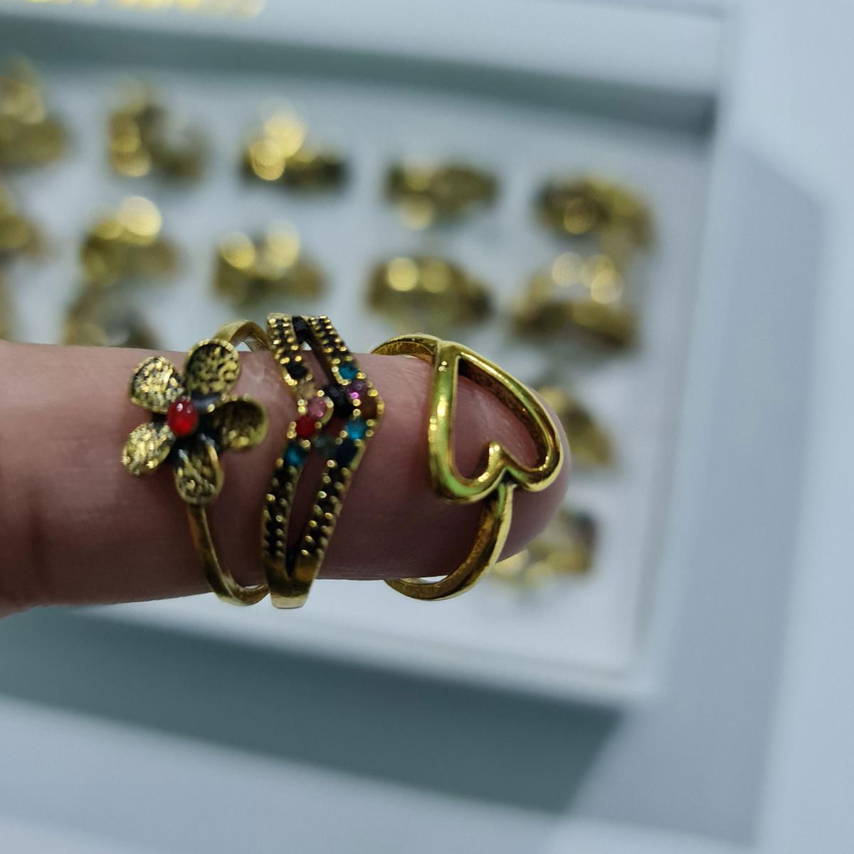 3 Piece  Antique Ring Multicolour Rings For Girls & Womens Antique Ring Women Trendy