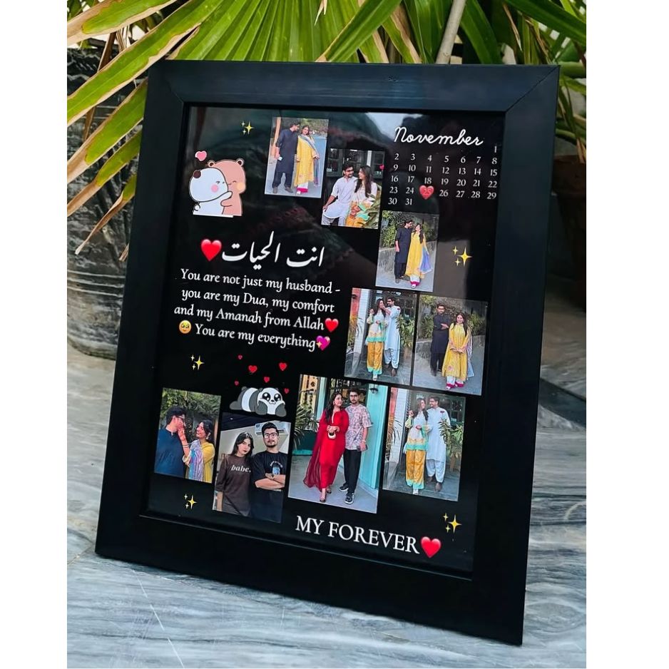 anniversary gift for husband, couple photo frame, custom collage frame, personalized picture frame, romantic gift for wife, wedding anniversary present,  trending gifts, custom memory frame