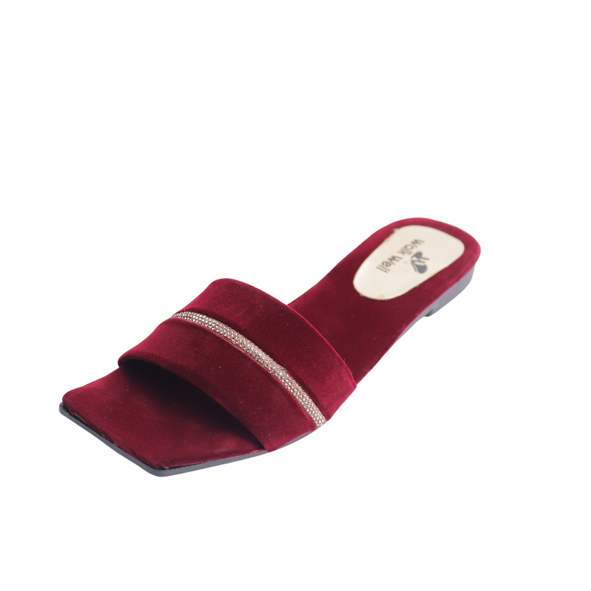 Trendy Velvet Chain Slippers for Girls & Ladies Lush Walk Stylish Maroon & Black Fany Comfortable Party & Daily Wear Shoes