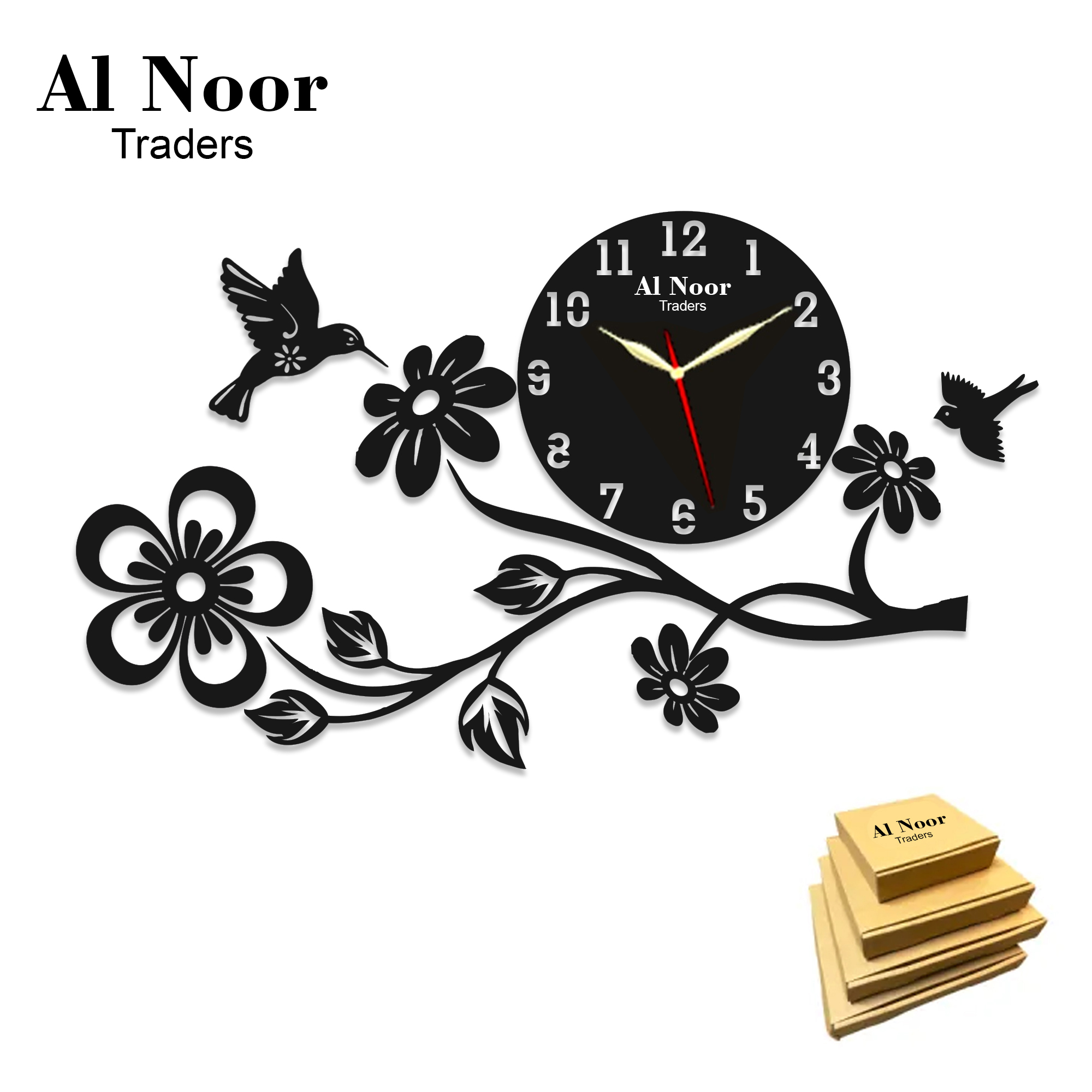 Al Noor Traders Brand High quality wooden wall clock | Flower shaped wall clock | flower shaped wooden wall clock