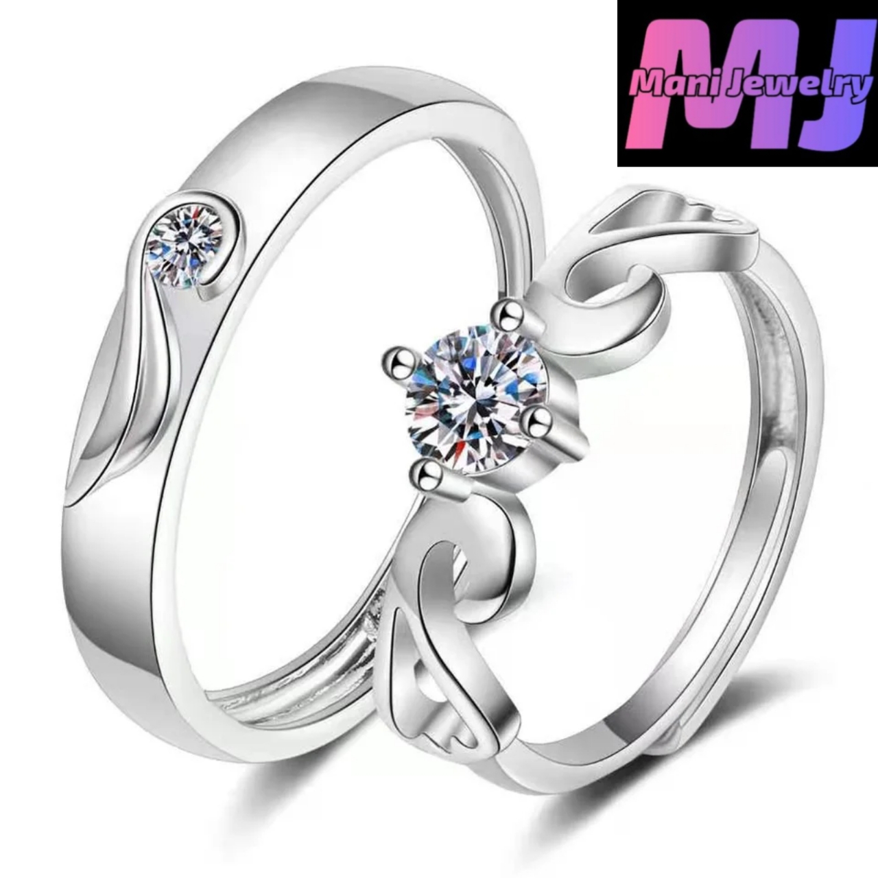 Mani Jewelry Couple Rings Adjustable Wedding Jewelry For Women Men Romantic Promise Wedding Anniversary Jewelry Gift