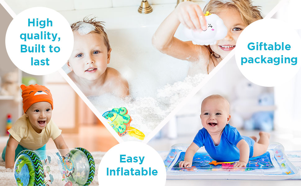 Inflatable Tummy Time Mat, Premium Baby Water Play Mat for Infants and Toddlers for 3 to 24 Months, Strengthen Your Baby's Muscles Water mat