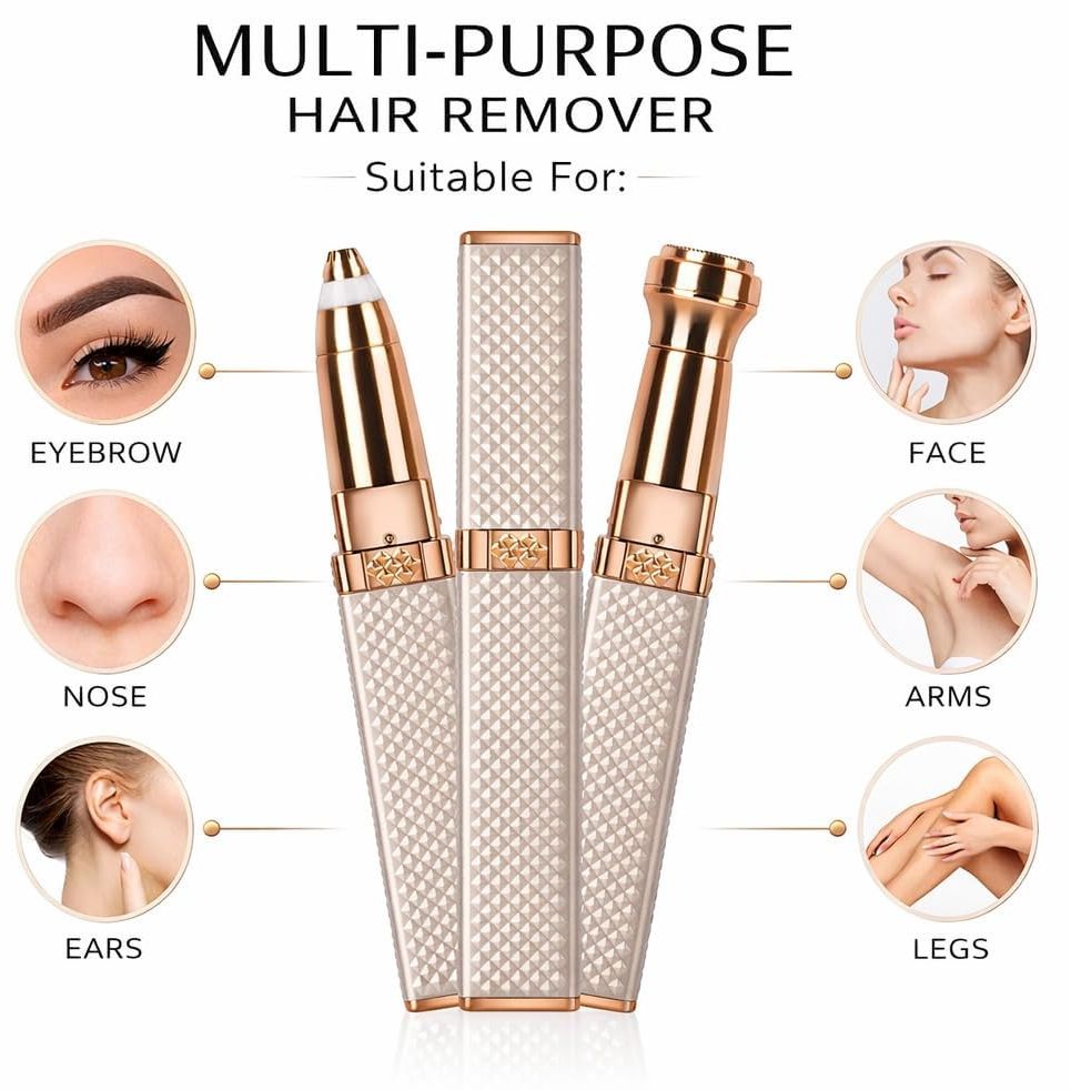 2 in 1 Rechargeable Women's Face Hair Remover Epilator for women Machine for Upper Lip, Chin, Eyebrow, Lips, Body, Arms Hair Remover for Women