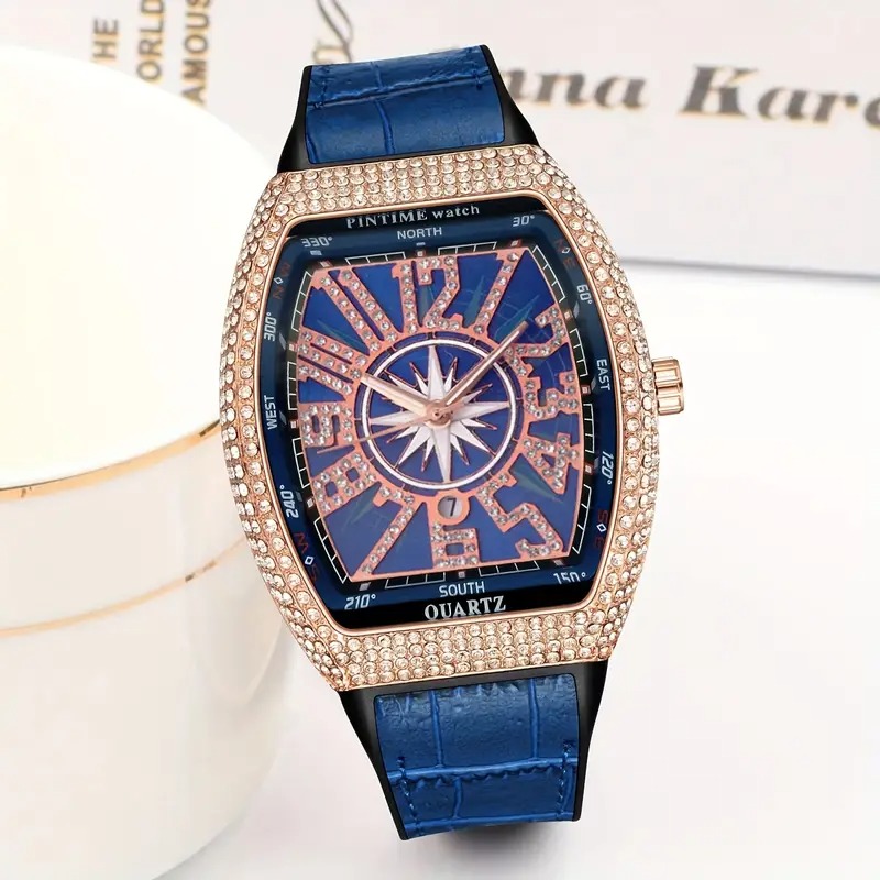 Remu Tech high-end temperament Men's watch, wine barrel shaped artistic design, simple and fashionable business quartz movement watch, suitable for wearing in various occasions, birthday/Valentine's Day gift