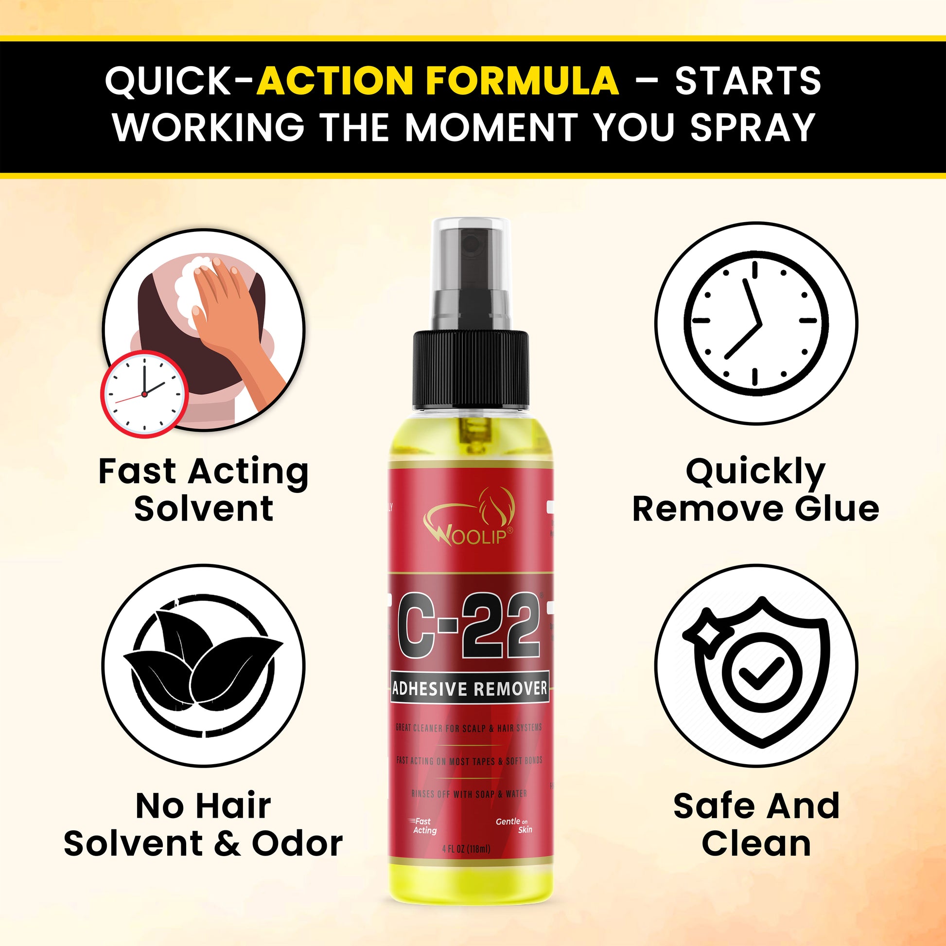 Walker C22 Solvent, C22 Remover | Wig Remover | Wig Cleaner | Wig's Residue Cleaner | C22 Cleaner | Size 4oz(118ml)