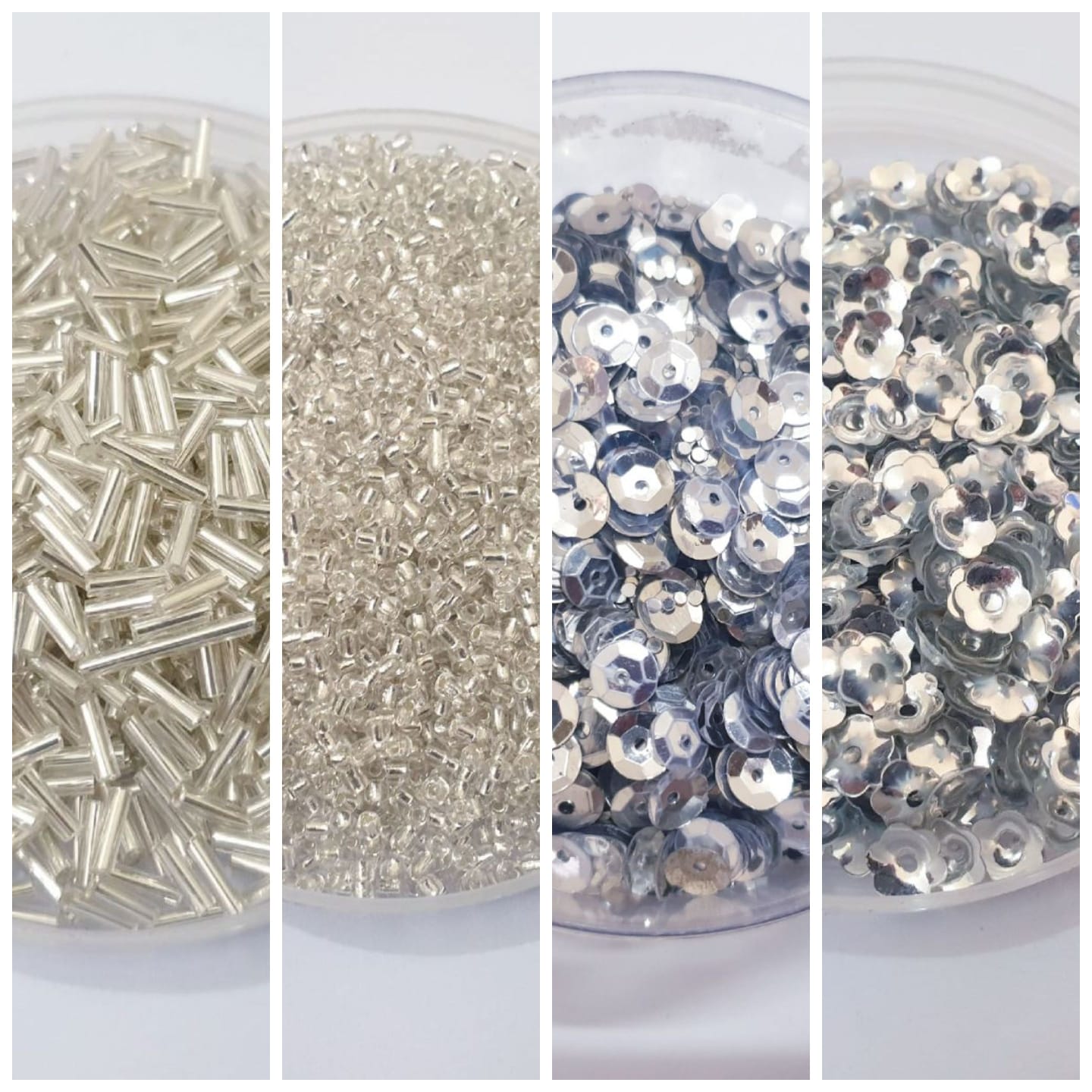 Pack Of 4 Tola (Tola Each) Beads & Sequins  Beautiful Loose Sequins DIY Crafts Silver/Gold