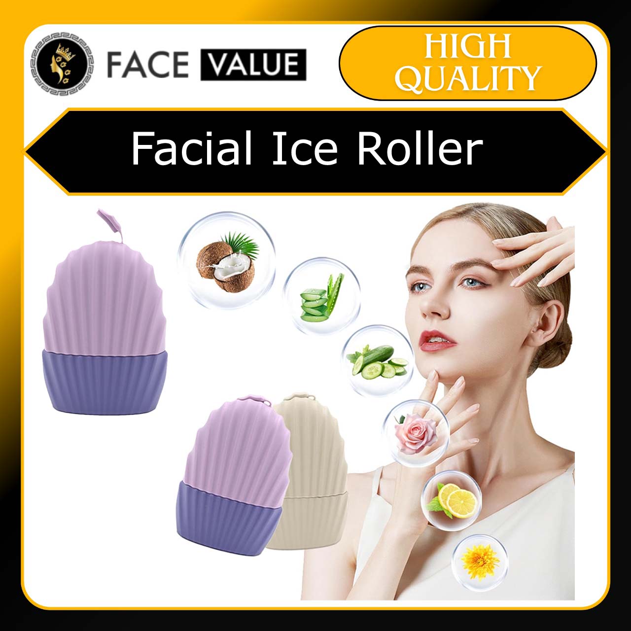 Face Value Silicone Ice Face Roller – Reusable Ice Cube Massage Tool for Face & Eyes | Cooling Skin Care Tool for Pore Tightening, Puffiness & Glowing Skin (Random Color)