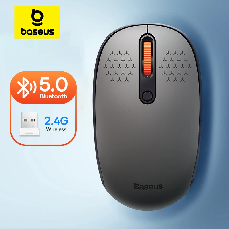 Baseus F01B Tri-Mode Wireless Mouse, Bluetooth 5.0 + 3.0 & 2.4GHz, Silent Click, 800/1200/1600 DPI