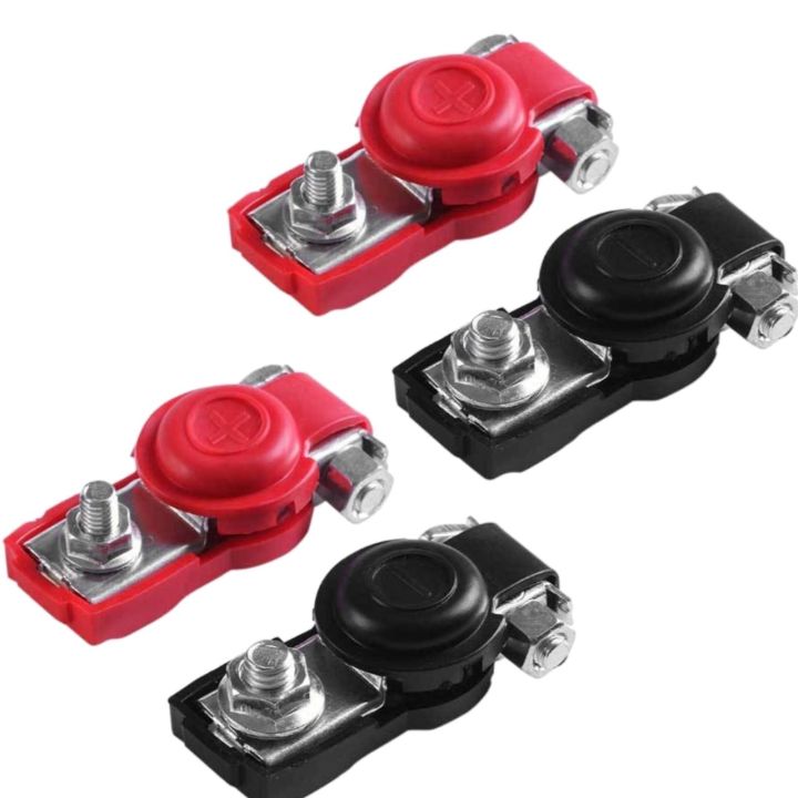 4 PCS Battery Terminal 2 Black 2 RED Car truck Battery Terminal Battery Connector Clamps heavy duty battery Connectors with Plastic safety cover Dust prof battery Terminal