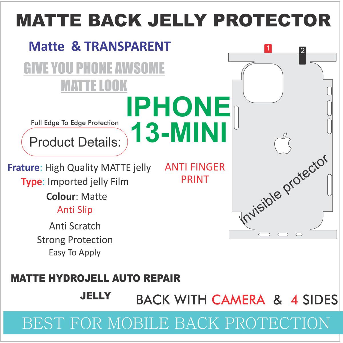 APPLE IPHONE 13 mini MATTE BACK JELLY PROTECTOR WITH SIDES AND CAMERA PROTECTOR / MATTE BACK JELLY PROTECTOR FOR APPLE 13 mini price in Pakistan