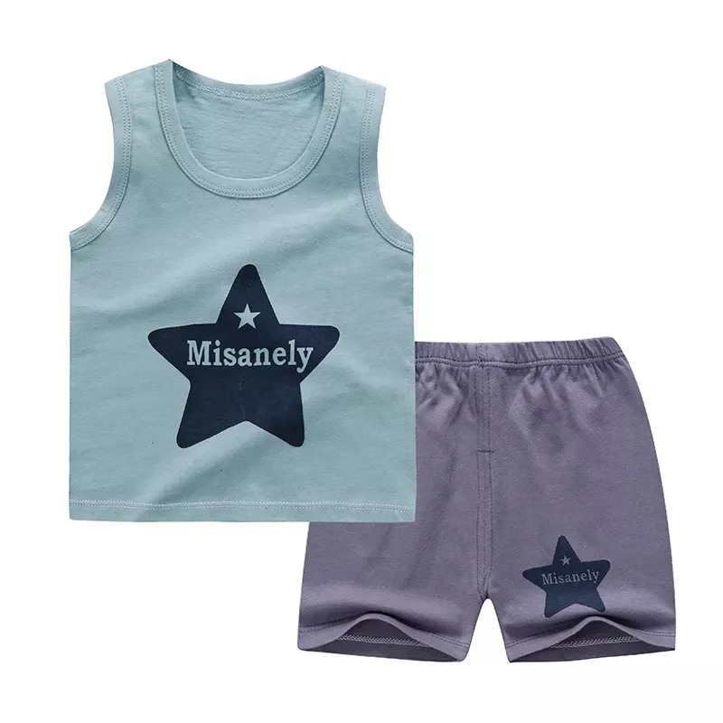 bbuy Kids Clothing Set Pack of 3 Summer Comfortable Materials Stylish Designs Sandos and Shorts Multi Colors