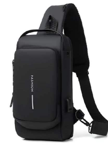 Travel Essential Water-Resistant Scratch-Proof Nylon Anti-Theft Crossbody Sling with USB Charging Port Side Bag for Men and Women - Compact Gym & Passport Pouch