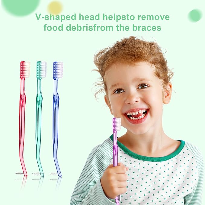 1 pc Oral Hygiene Care Orthodontic Tooth Brushes V-Shaped Orthodontic Toothbrush Soft Bristle with one Inter-Dental Brush
