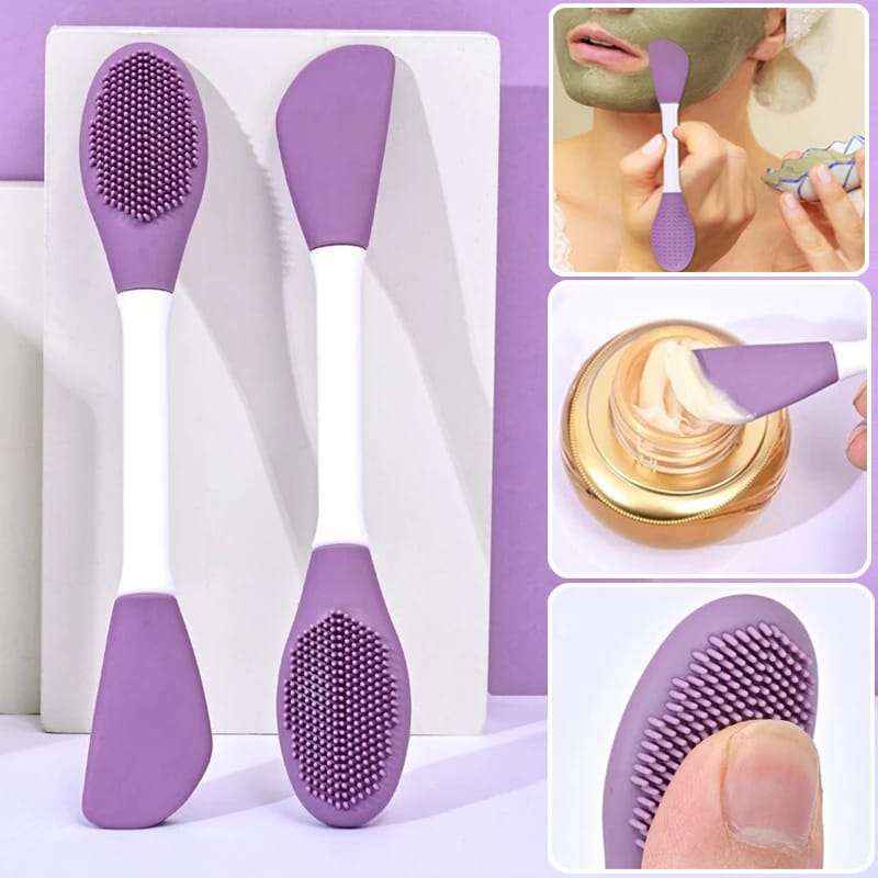 Silicone Double Head Mask Brush, Silicone Face Wash Brush, Mud Film Special Scraper Applicator, Facial Cleansing Brush, Cleaning Tool price in Pakistan