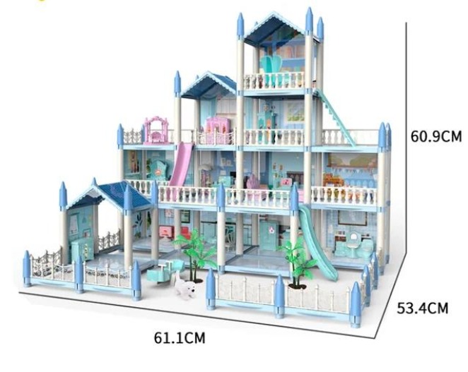 Doll House - Play Mat Princess House Toys with Furniture  DIY Doll house Girl Doll House Toys Assembling Furnitures Educational Children Toys Children's Day Gift Present