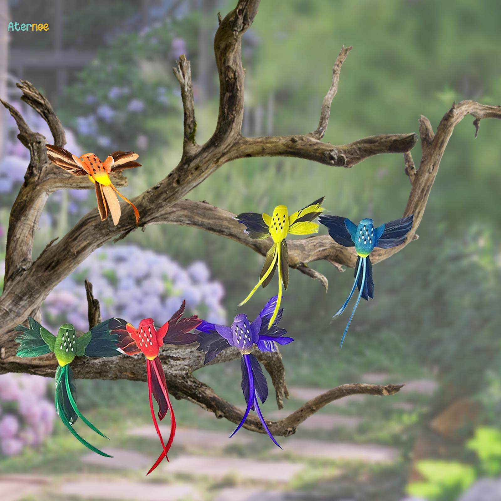6 Pieces Lifelike Feathered Hummingbird Model for Garden Patio Wedding ...