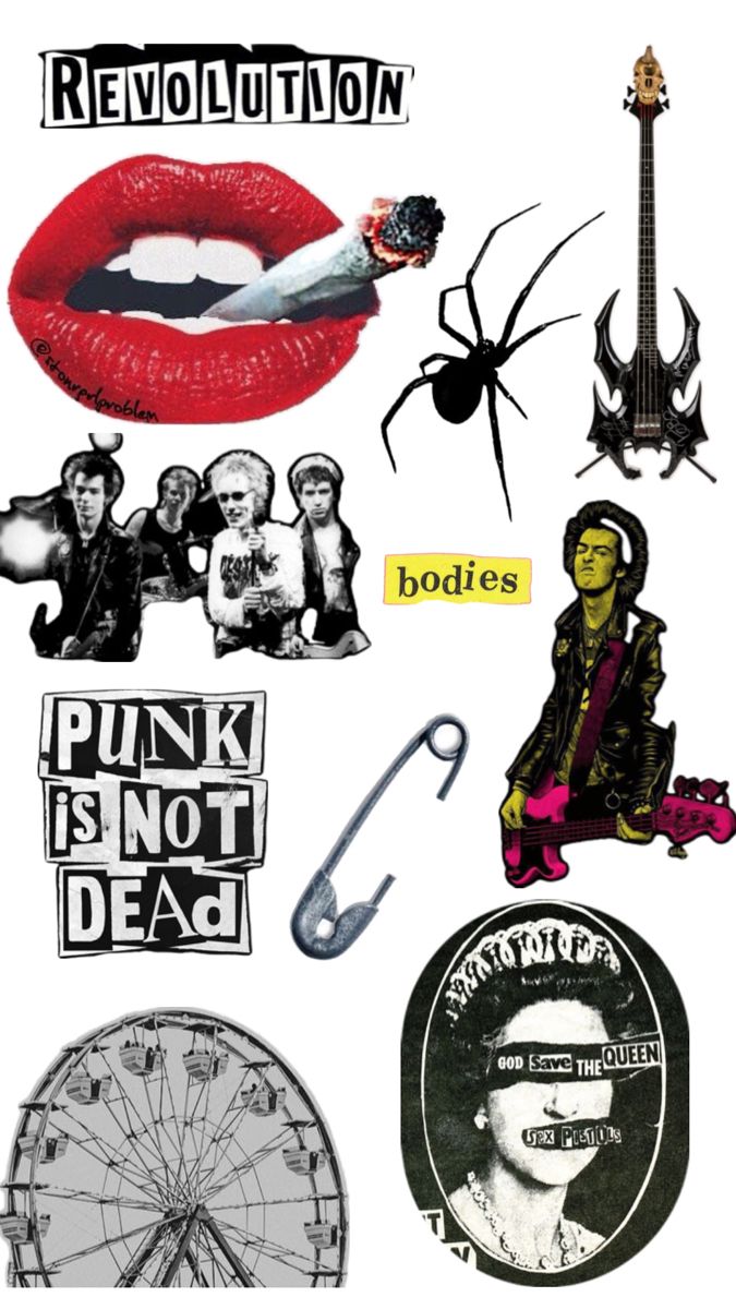 Grunge Aesthetic 10 Stickers Pack | Punk is Not Dead Revolution Guitar Stickers for Laptop Skateboard Scrapbook Journal Dairies For Girls and Boys Vibes price in Pakistan