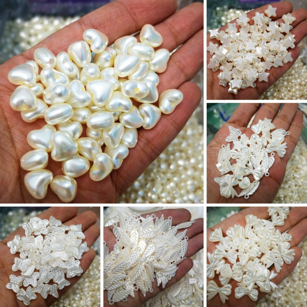 25/50/100/500Pcs Pearl White Shape Beads Charms For Bracelet Making Jewlery Making DIY Kids Jewlery Making Charms Beads Pearl Style Plastic Beads For Jewelery Making ewellery Making Beads Chamrs By SAMS COLLECTION online in pakistan wholesale Price