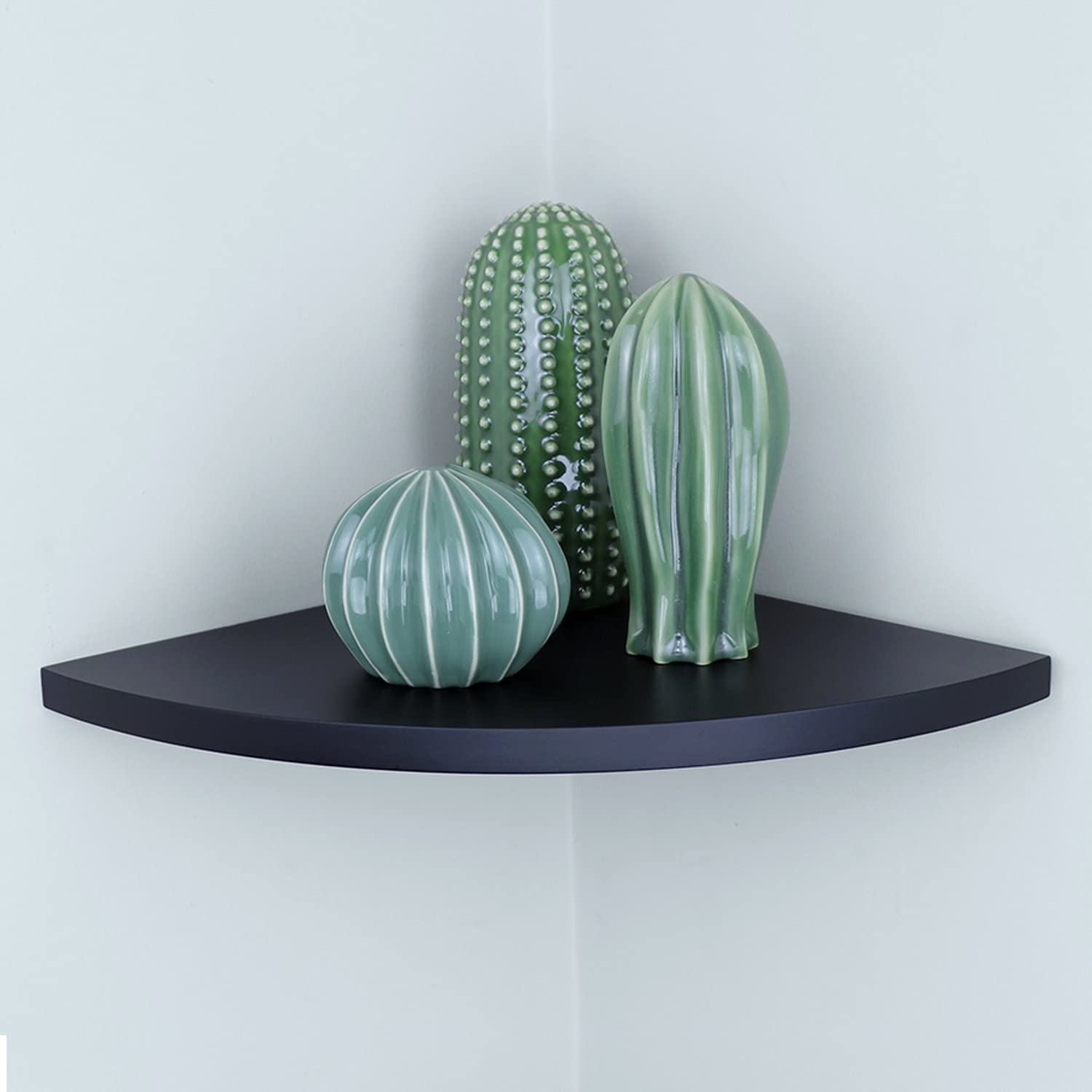 Wall Mounted Floating Corner Shelf Tier Quarter Round Storage Shelf Corner Organizer For ...