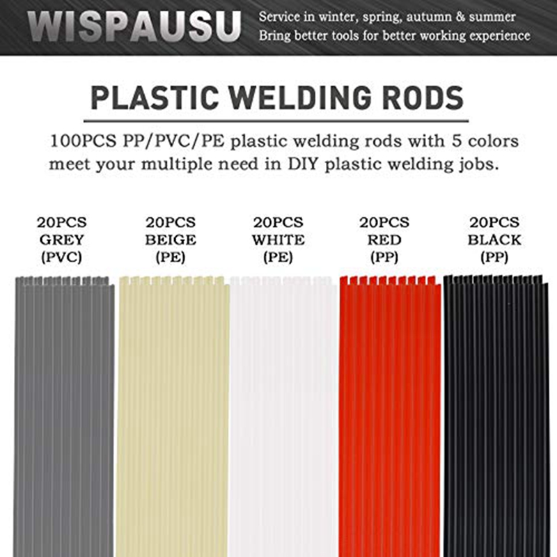 100 Pieces Plastic Welding Rods PP/PVC/PPR Plastic Welder Repair Rods ...