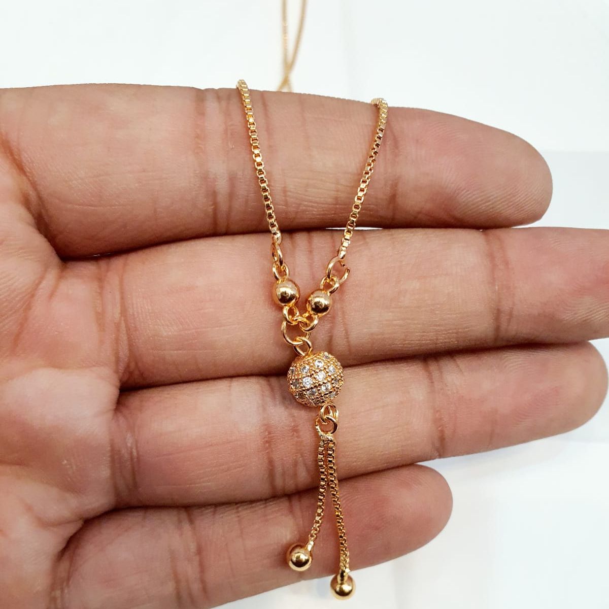 Golden Chain & Ball Shape Locket Necklace for Girls / Women