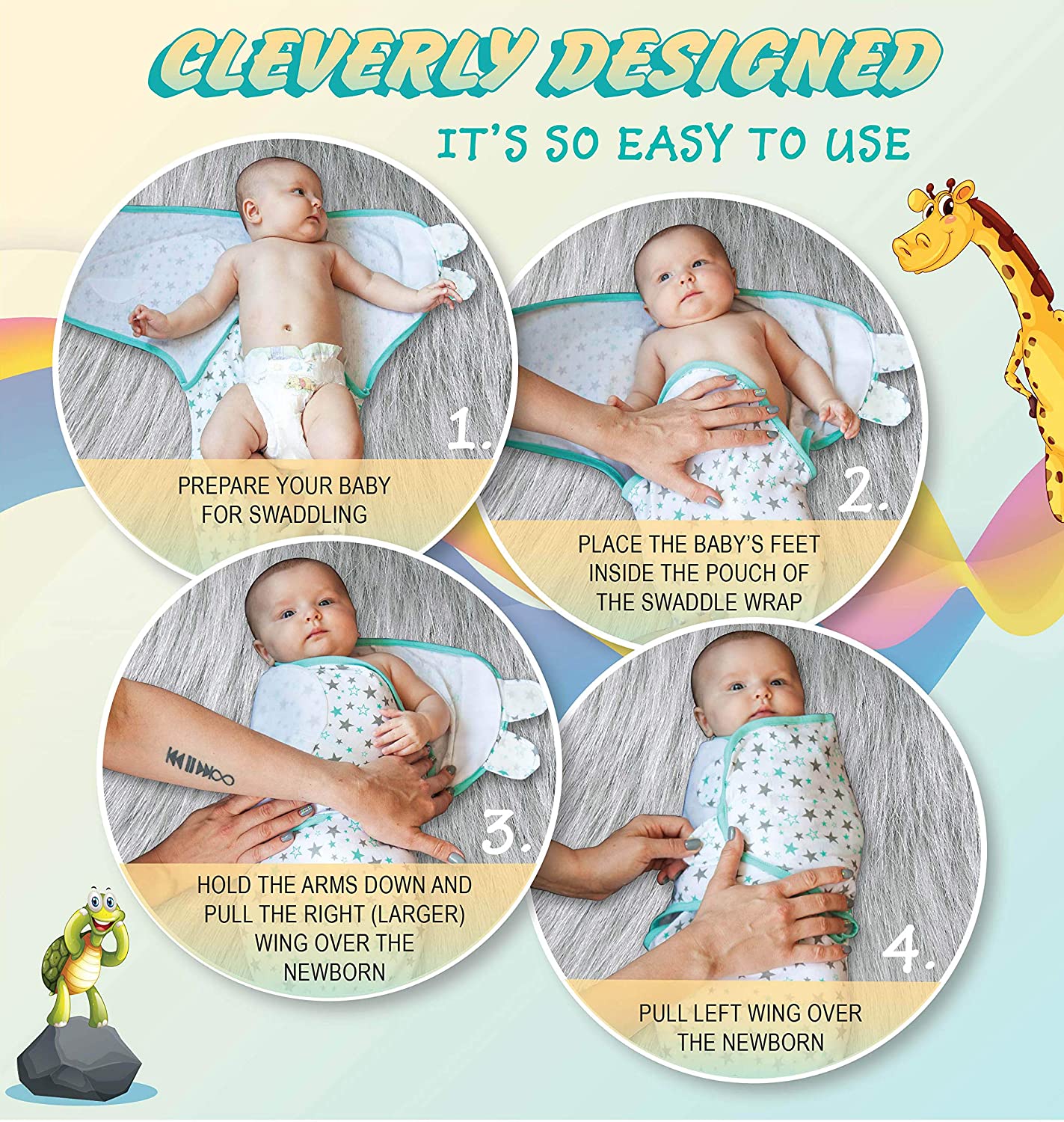 Baby swaddle Ultra Comfort Adjustable New born  0-3-Month, Small-Medium, blanket