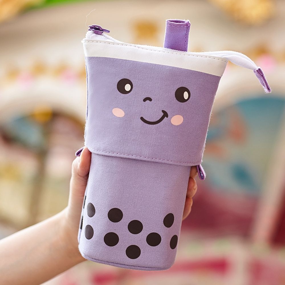 1 Set Cute Boba Milk Tea Telescopic Pen Bag Pen Pencil Holder