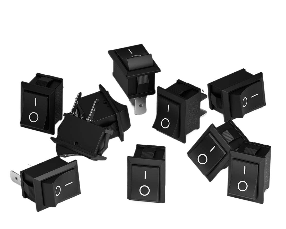 ON/OFF Rocker Switch | Mini Boat Toggle SPST 2-Pin 10A 125V / 6A 250V AC/DC | Pack of 5/10/25 PCS | KCD1 Switch for Electronics, Car & DIY Projects
