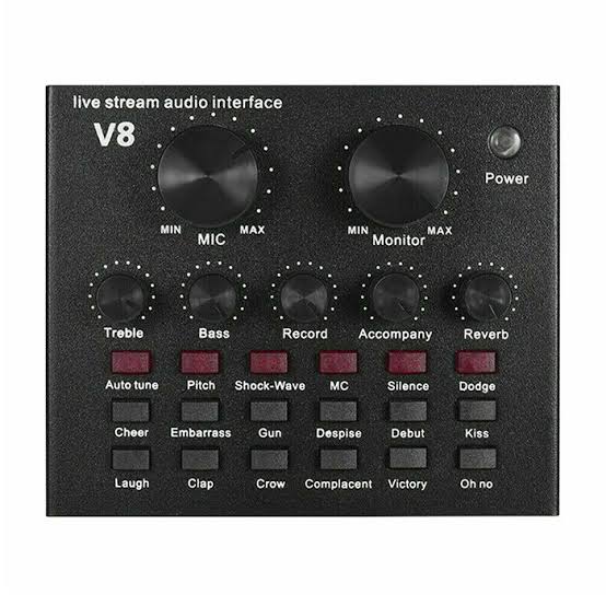Mini V8 Sound Card & V10 Sound Card Bluetooth Audio Mixer & Voice Changer - 12 Sound Effects Lithium Rechargeable Battery - For Live Streaming & Broadcasting & Podcast - Compatible With PC Computer  - Black
