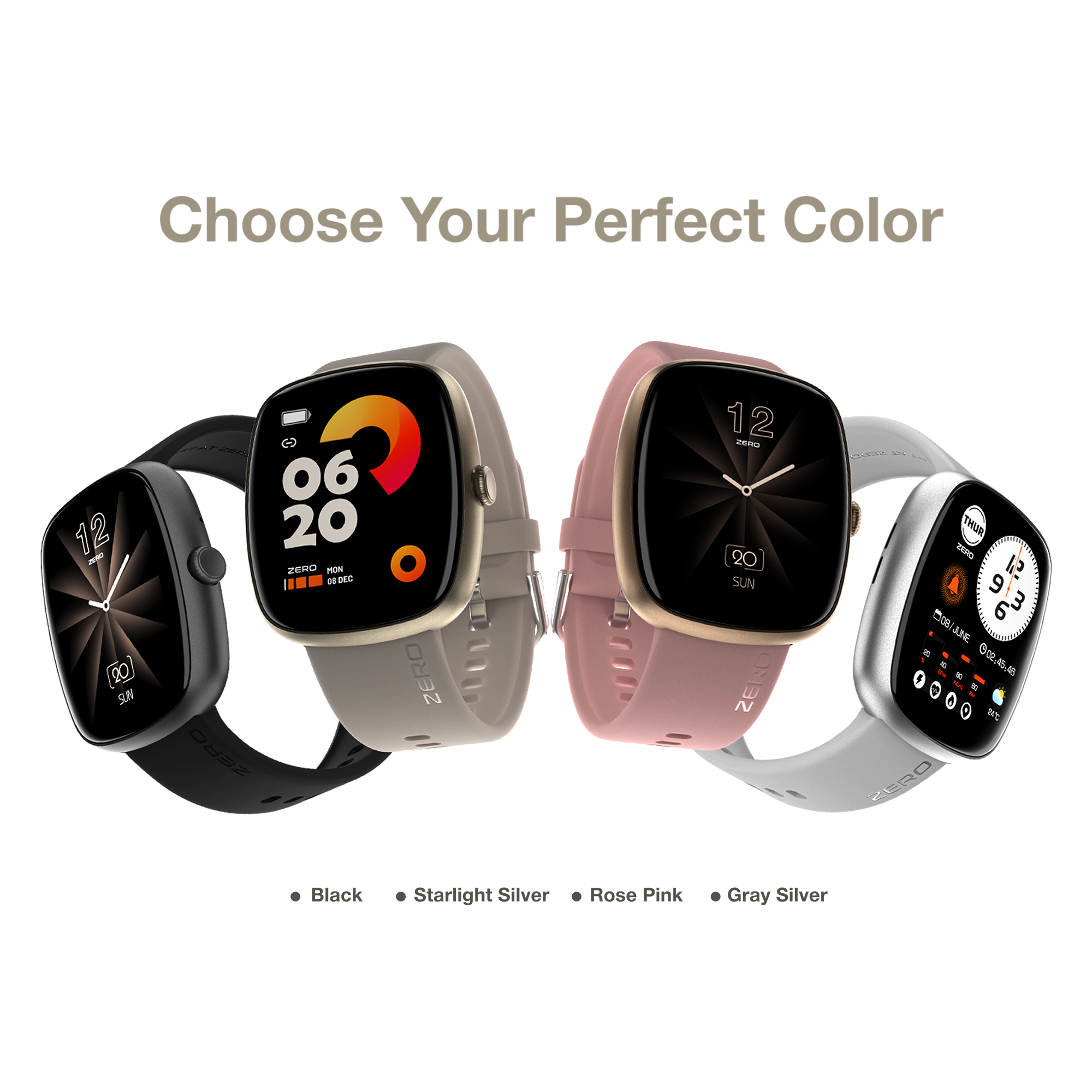 Zero® Qube Smartwatch 1.83 Inch Fluid Display | Swift UI Smart Watch | Bluetooth Fitness Tracker | Health Monitoring Smartwatch | Sports Modes | Smart Notifications | Custom Watch Faces | Android & iOS Compatible | 1 Year Warranty