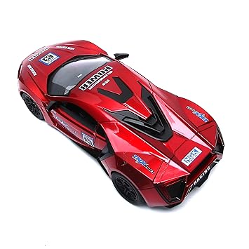1:16 Scale Racing Bonzer Remote Control Car led Rechargeable Battery RC Car Series with Charger for Kids (Red, Blue)