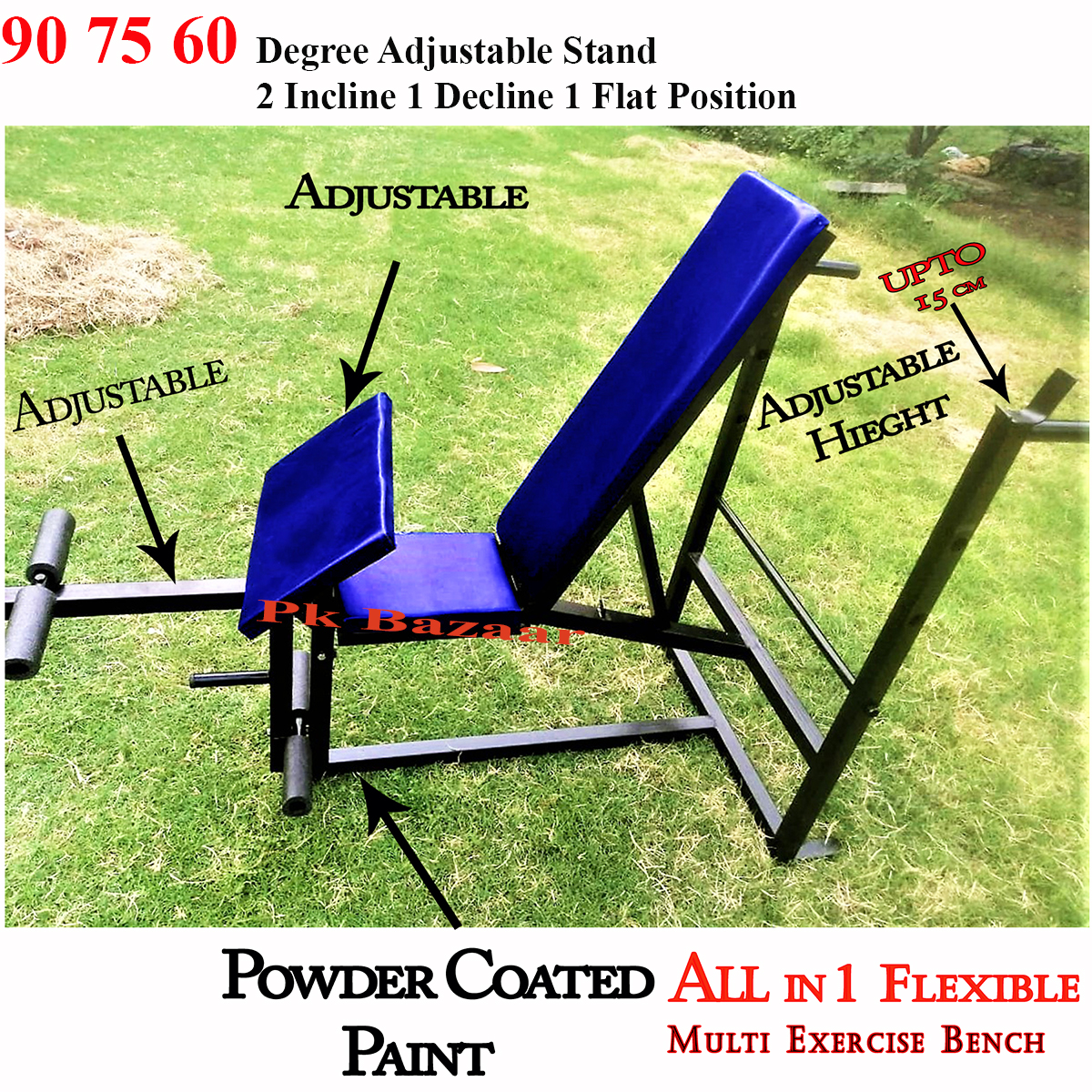 7 in 1 or All in One Multi Position Bench Press Chest Exercises Bicep Thigh Exercise Crunch Workout for Weight Lifting