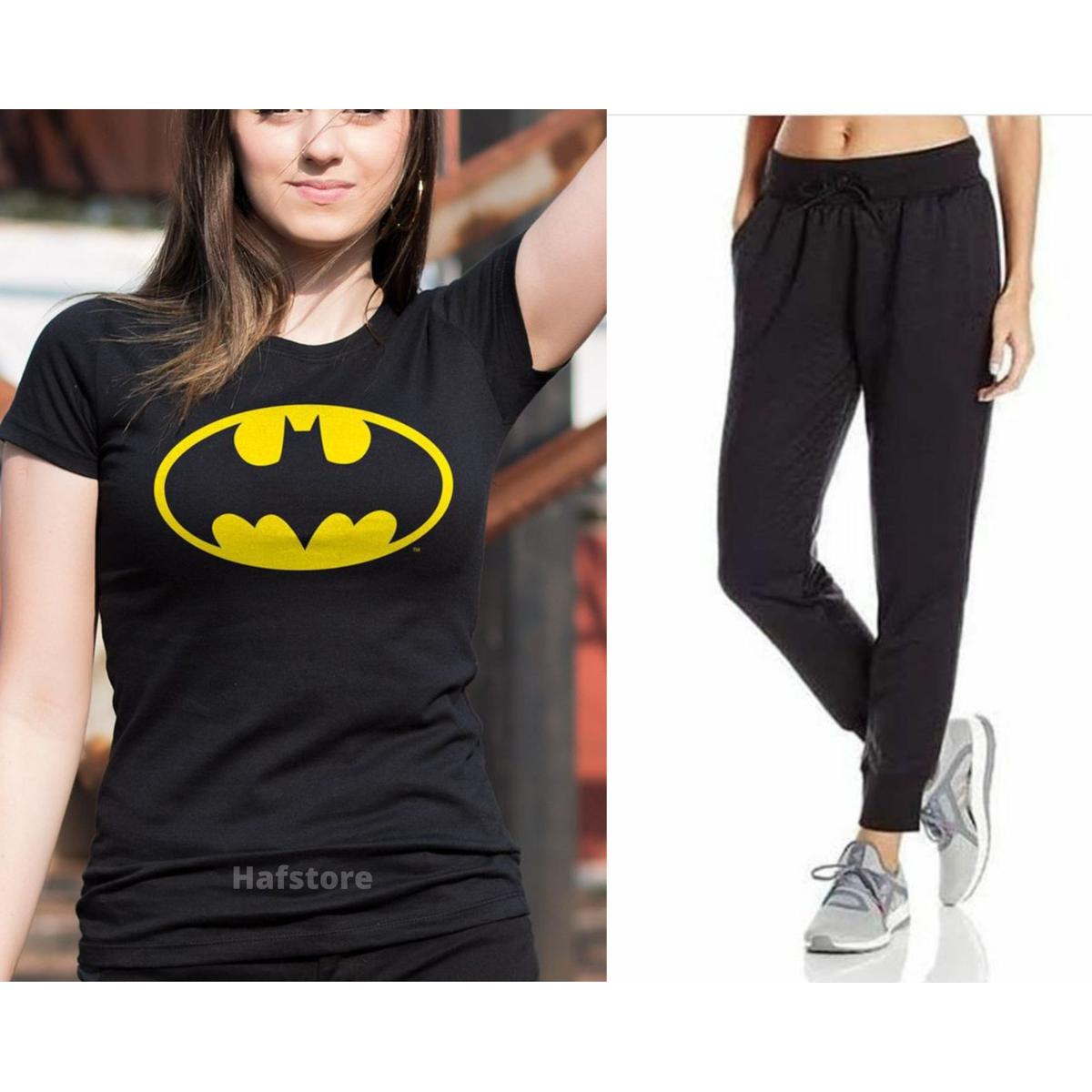 Batman Printed Half Sleeves Cotton Jersey Summer Tracksuit Super Hero Lovers T-Shirt & Trouser Gym Sports Outdoor Gaming Tracksuit