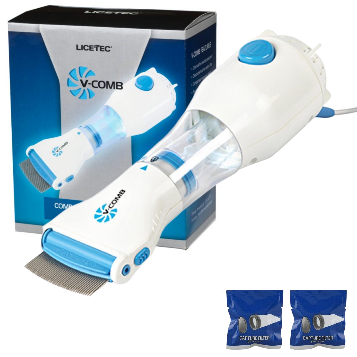 V Comb, Anti Lice Electric Comb, Head Lice Machine with Filters, Lice Removal Machine, Anti Lice Machine with Steel Comb, Rechargeable Anti Lice Comb with 4 Filters, Lice Egg Removal Machine V Comb Electronic Head Lice Removal Machine Anti Lice Machine