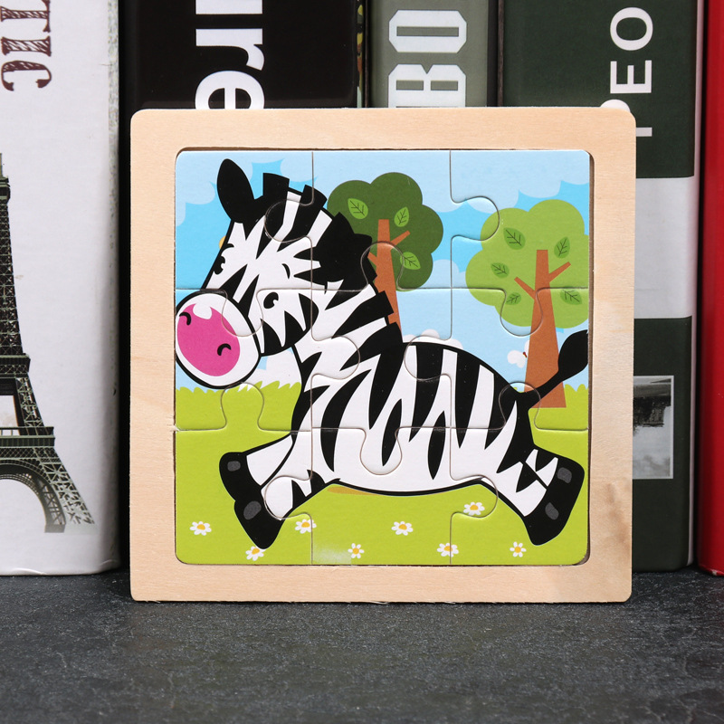 Montessori Wooden Picture Puzzles for Kids — 12 Colourful Animal Boards, 9-Piece Each for Hand-Eye & Problem Solving