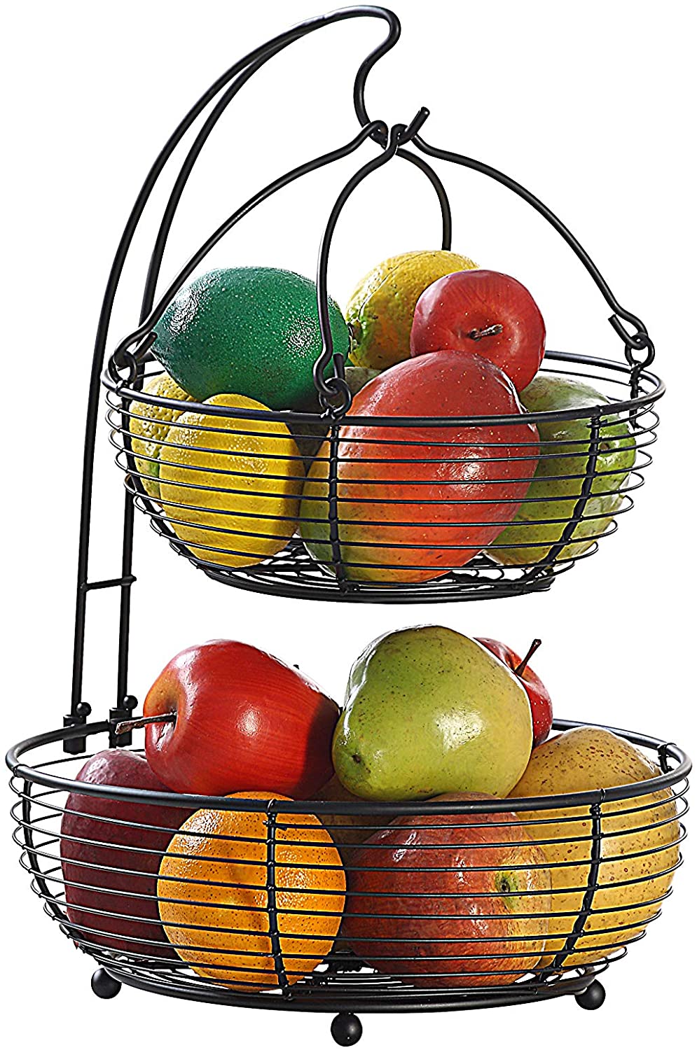 Sunnypoint Black Multifunction 2-tier Basket With Banana Hook