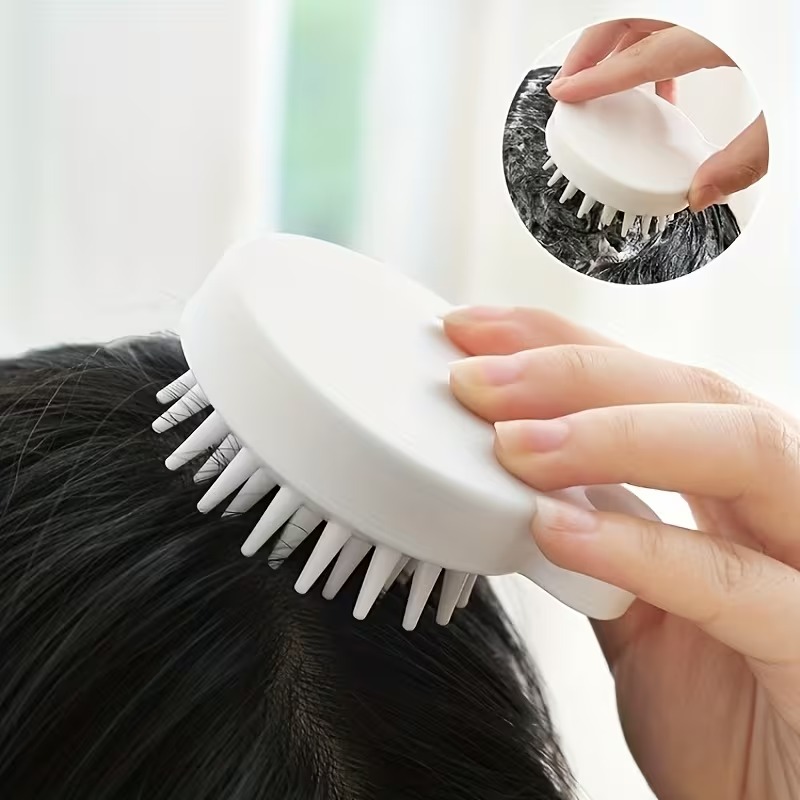 Hair Silicone Scalp Massager with Soft Silicone Bristles | Scalp Massager for Dandruff Reduction & Hair Loss Prevention | Scalp Scrubber - White