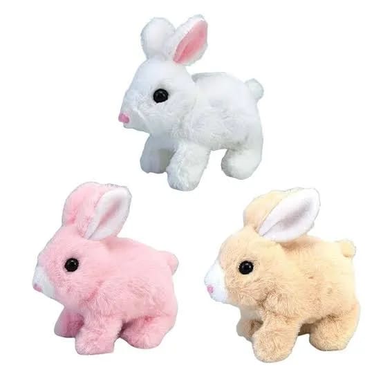 New Electric Plush Bunny Toy – Battery-Operated Walking Rabbit with Music and Moving Ears – Realistic and Interactive – Walks, Jumps, Twitches, and Wiggles Its Ears – Requires 2 AAA Batteries – Perfect Toy for Kids.
